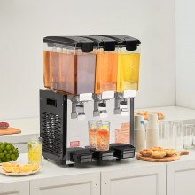 Dispensador de bebidas comerciales VEVOR, 10 l x 3 tanques, dispensador de bebidas frías, jugos y hielo