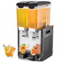 Dispensador de bebidas comerciales VEVOR, 10 l x 2 tanques, dispensador de bebidas frías, jugos y hielo