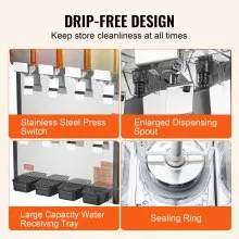 Dispensador de bebidas comerciales VEVOR, 10 l x 4 tanques, dispensador de bebidas frías, jugos y hielo