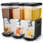 Dispensador de bebidas comercial VEVOR, 3 tanques de 18 L / 19 QT por tanque, dispensador de jugo, máquina de té helado de acero inoxidable de 512 W con temperatura de enfriamiento de 7 °C a 12 °C, para bebidas frías, restaurantes, bares y fiestas.