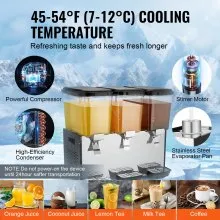 Dispensador de bebidas comerciales VEVOR de 18 l x 3 tanques Dispensador de bebidas frías, jugos y hielo