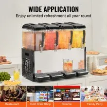 Dispensador de bebidas comerciales VEVOR de 12 l x 4 tanques Dispensador de bebidas frías, jugos y hielo