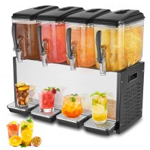 Dispensador de bebidas comerciales VEVOR de 12 l x 4 tanques Dispensador de bebidas frías, jugos y hielo