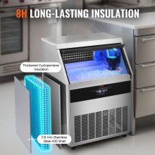 VEVOR Máquina para hacer hielo comercial, 330 libras/24 horas, máquina para hacer hielo, 126 cubitos de hielo en 12-15 minutos, máquina para hacer hielo con gabinete independiente con capacidad de almacenamiento de 88 libras, pantalla digital LED, para bar, hogar, restaurante