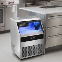 VEVOR Máquina para hacer hielo comercial, 330 libras/24 horas, máquina para hacer hielo, 126 cubitos de hielo en 12-15 minutos, máquina para hacer hielo con gabinete independiente con capacidad de almacenamiento de 88 libras, pantalla digital LED, para bar, hogar, restaurante