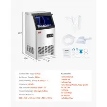 Máquina para fabricar hielo comercial de gabinete independiente, 80 lb/24 h, 36 cubitos de hielo