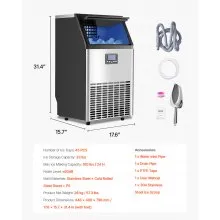 Máquina para fabricar hielo comercial de gabinete independiente, 100 lb/24 h, 45 cubitos de hielo