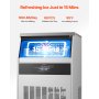 Máquina de hielo comercial de gabinete independiente, 160 lb/24 h, 80 cubos de hielo