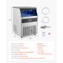 Máquina de hielo comercial de gabinete independiente, 160 lb/24 h, 80 cubos de hielo