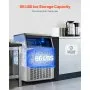 Máquina para fabricar hielo comercial VEVOR, 72 kg/24 h, capacidad de almacenamiento de 30 kg, 80 cubitos de hielo en 15 minutos, pantalla digital LED, autolimpiable, para bares, oficinas y restaurantes.