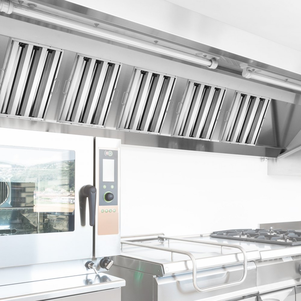 Filtro para campana extractora comercial VEVOR, 15,5 pulgadas de ancho x 19,5 pulgadas de alto, filtro deflector de acero inoxidable para campana extractora de cocina comercial apta para grasa, 3 ranuras, paquete de 6