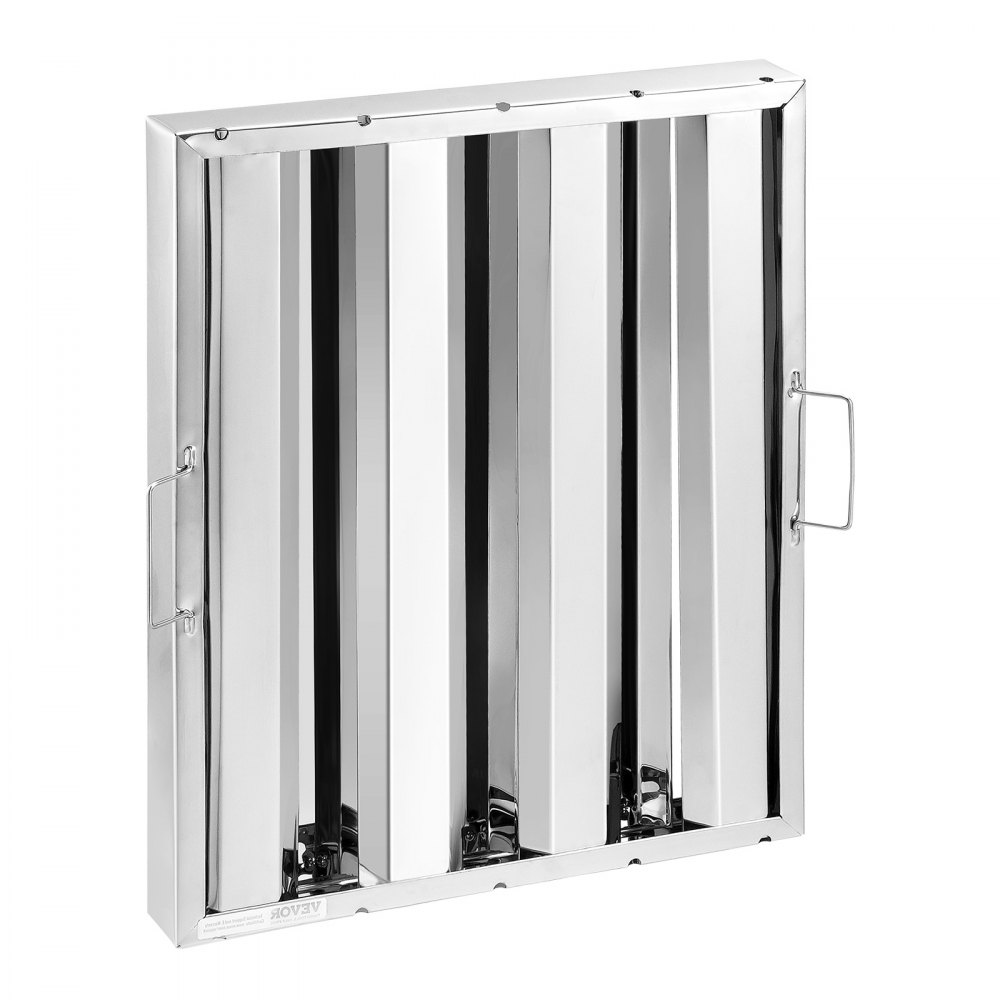 Filtro para campana extractora comercial VEVOR, 15,5 pulgadas de ancho x 19,5 pulgadas de alto, filtro deflector de acero inoxidable para campana extractora de cocina comercial apta para grasa, 3 ranuras, paquete de 6