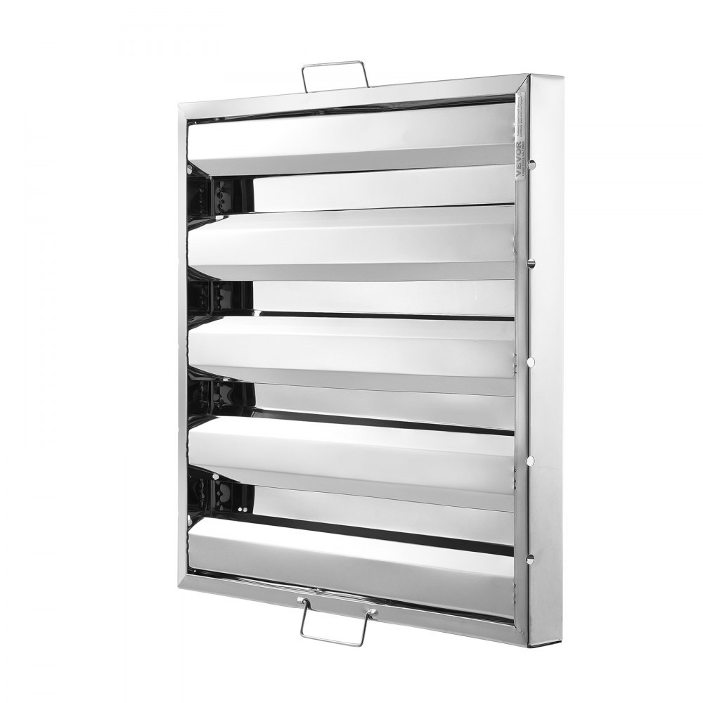 Filtro para campana extractora comercial VEVOR, 19,5 pulgadas de ancho x 19,5 pulgadas de alto, filtro deflector de acero inoxidable para campana extractora de restaurante, apto para campanas extractoras comerciales de cocina con clasificación de grasa, 4 ranuras, paquete de 2