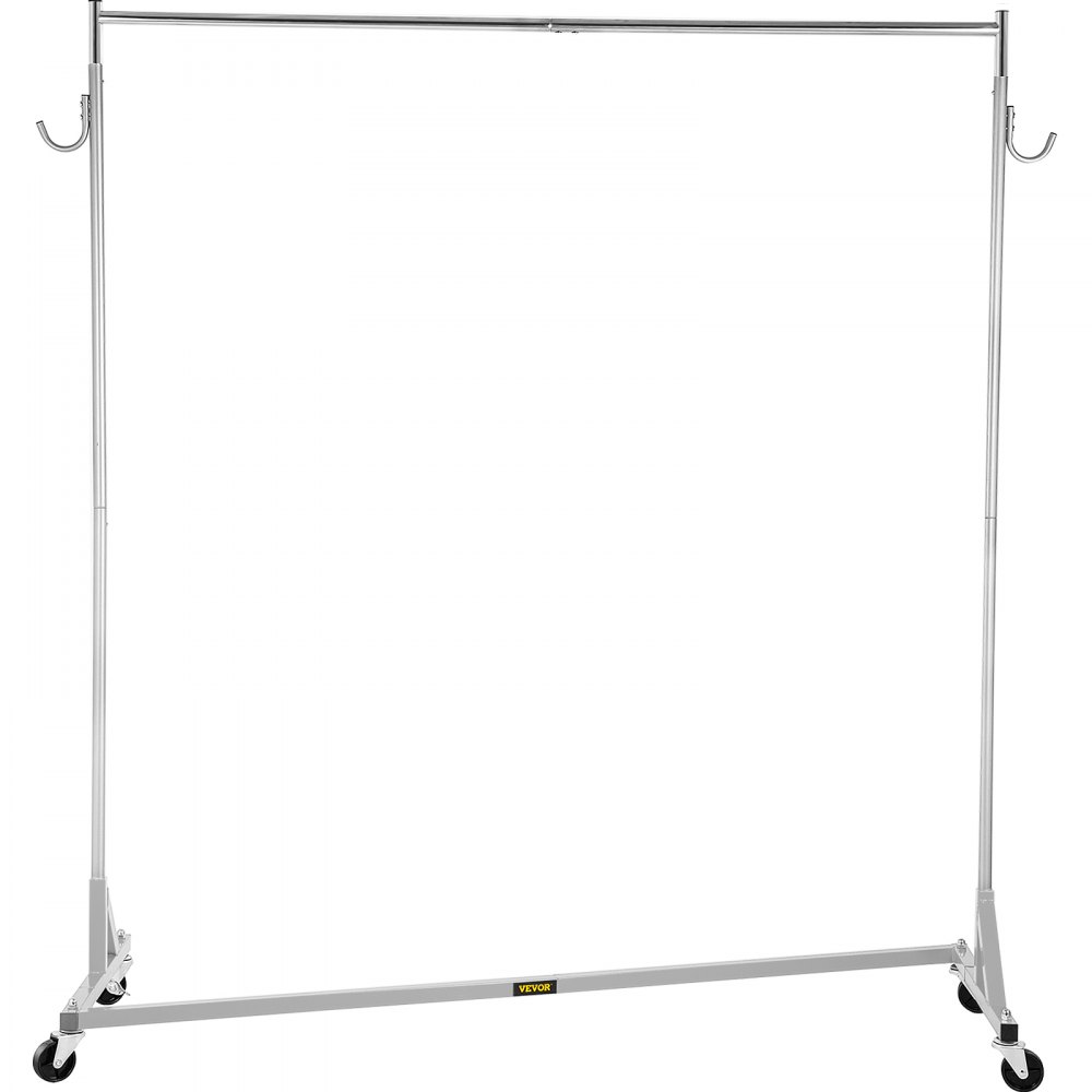 VEVOR Z Rack, Perchero con base en Z de grado industrial, Perchero con ruedas en Z de altura ajustable, Perchero con base Z de acero resistente con ruedas bloqueables, para exhibición de tienda de ropa en el hogar con cubierta plateada