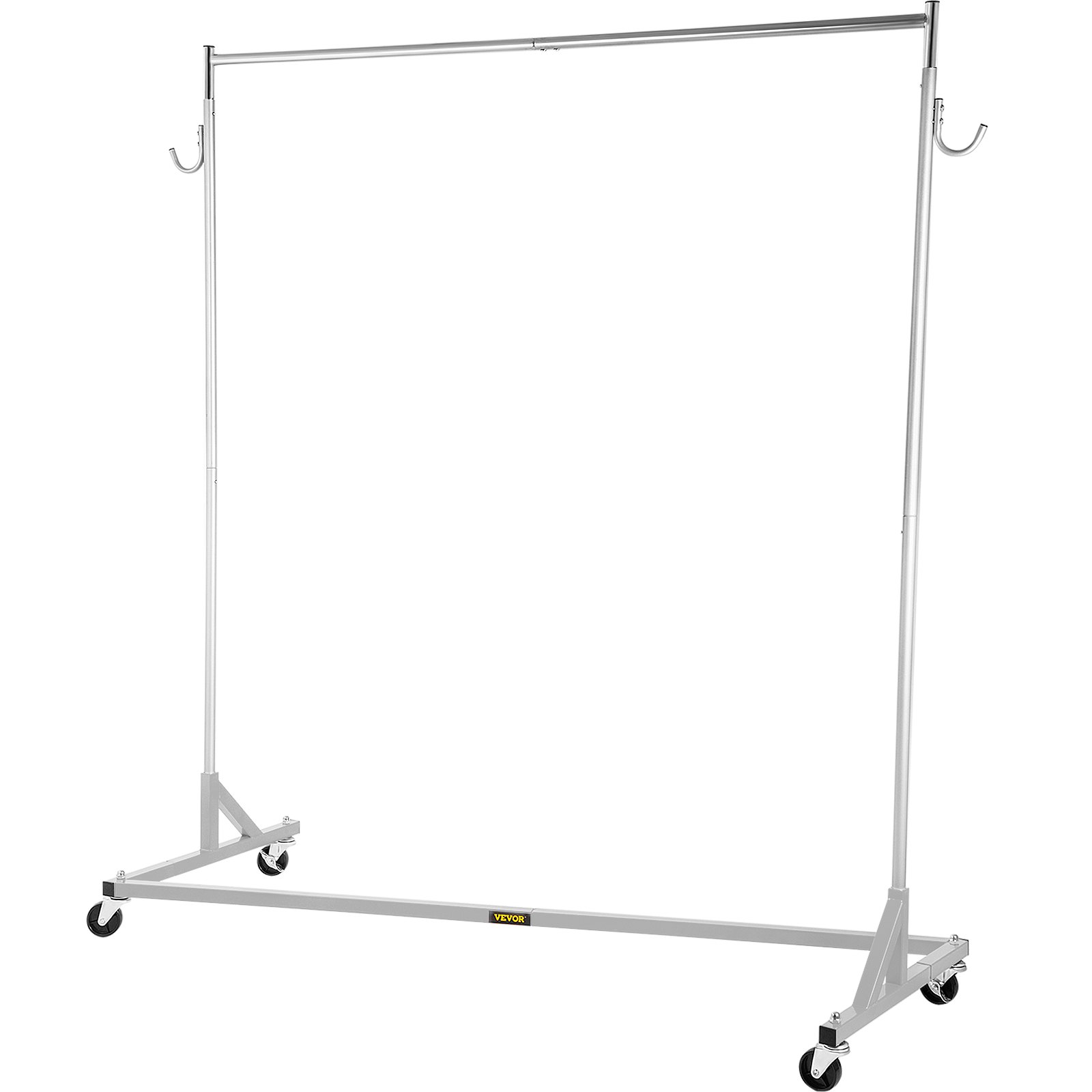 VEVOR Z Rack, Perchero con base en Z de grado industrial, Perchero con ruedas en Z de altura ajustable, Perchero con base Z de acero resistente con ruedas bloqueables, para exhibición de tienda de ropa en el hogar con cubierta plateada