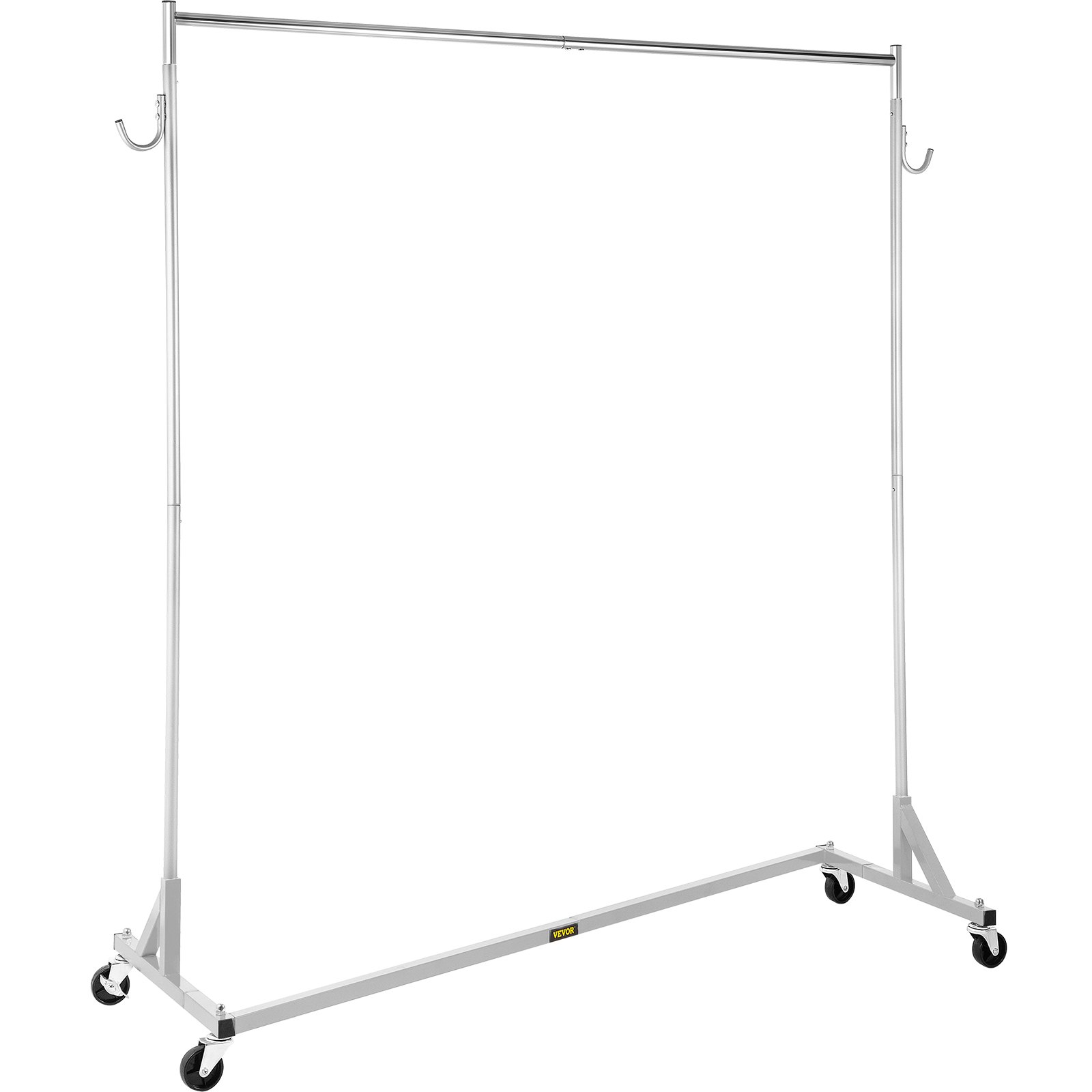 VEVOR Z Rack, Perchero con base en Z de grado industrial, Perchero con ruedas en Z de altura ajustable, Perchero con base Z de acero resistente con ruedas bloqueables, para exhibición de tienda de ropa en el hogar con cubierta plateada