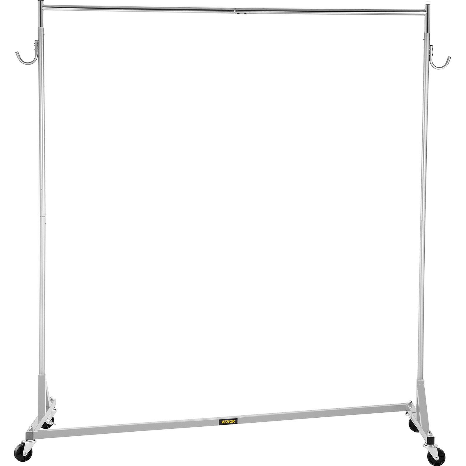 VEVOR Z Rack, Perchero con base en Z de grado industrial, Perchero con ruedas en Z de altura ajustable, Perchero con base Z de acero resistente con ruedas bloqueables, para exhibición de tienda de ropa en el hogar con cubierta plateada
