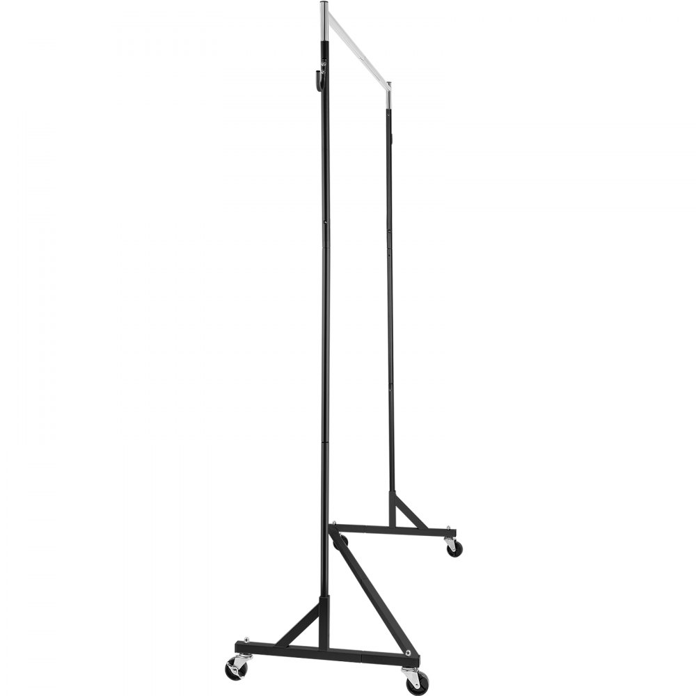 VEVOR Z Rack, Perchero de base Z de grado industrial, Perchero de ropa con ruedas Z de altura ajustable, Perchero de acero resistente con base Z con ruedas bloqueables para exhibición de tienda de ropa en el hogar Uso comercial Negro