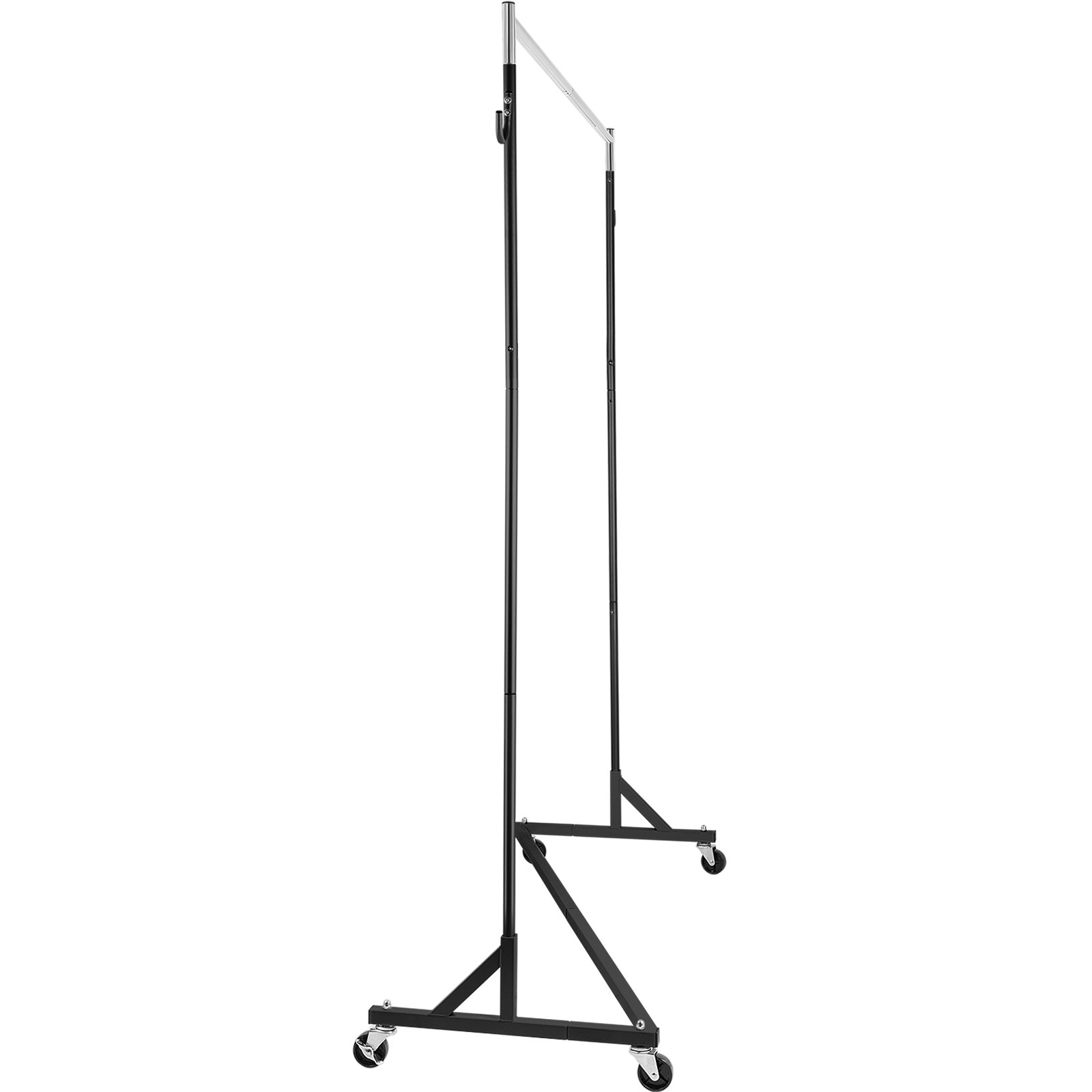 VEVOR Z Rack, Perchero de base Z de grado industrial, Perchero de ropa con ruedas Z de altura ajustable, Perchero de acero resistente con base Z con ruedas bloqueables para exhibición de tienda de ropa en el hogar Uso comercial Negro