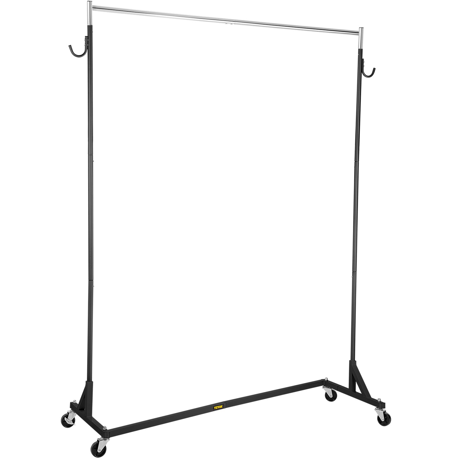 VEVOR Z Rack, Perchero de base Z de grado industrial, Perchero de ropa con ruedas Z de altura ajustable, Perchero de acero resistente con base Z con ruedas bloqueables para exhibición de tienda de ropa en el hogar Uso comercial Negro