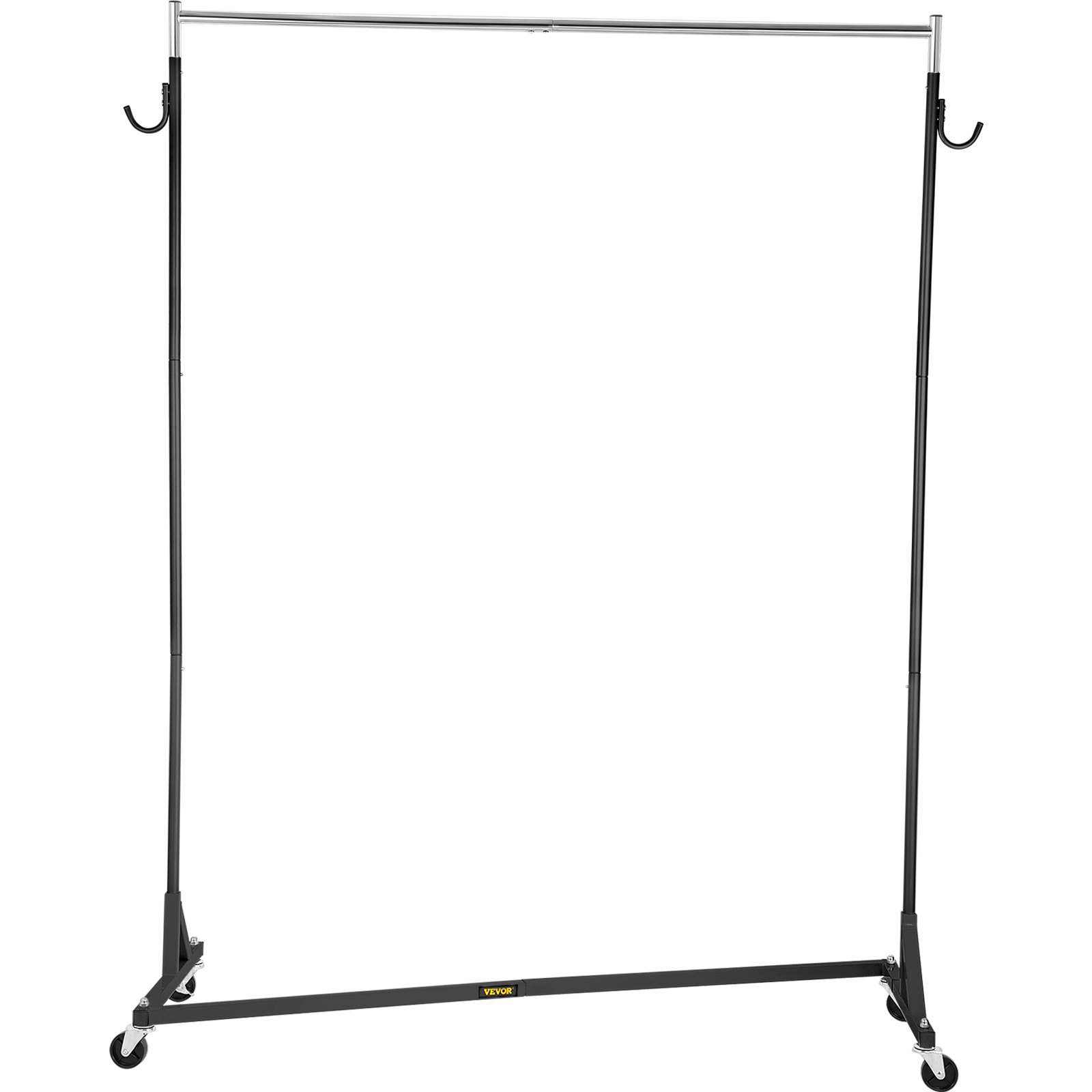 VEVOR Z Rack, Perchero de base Z de grado industrial, Perchero de ropa con ruedas Z de altura ajustable, Perchero de acero resistente con base Z con ruedas bloqueables para exhibición de tienda de ropa en el hogar Uso comercial Negro