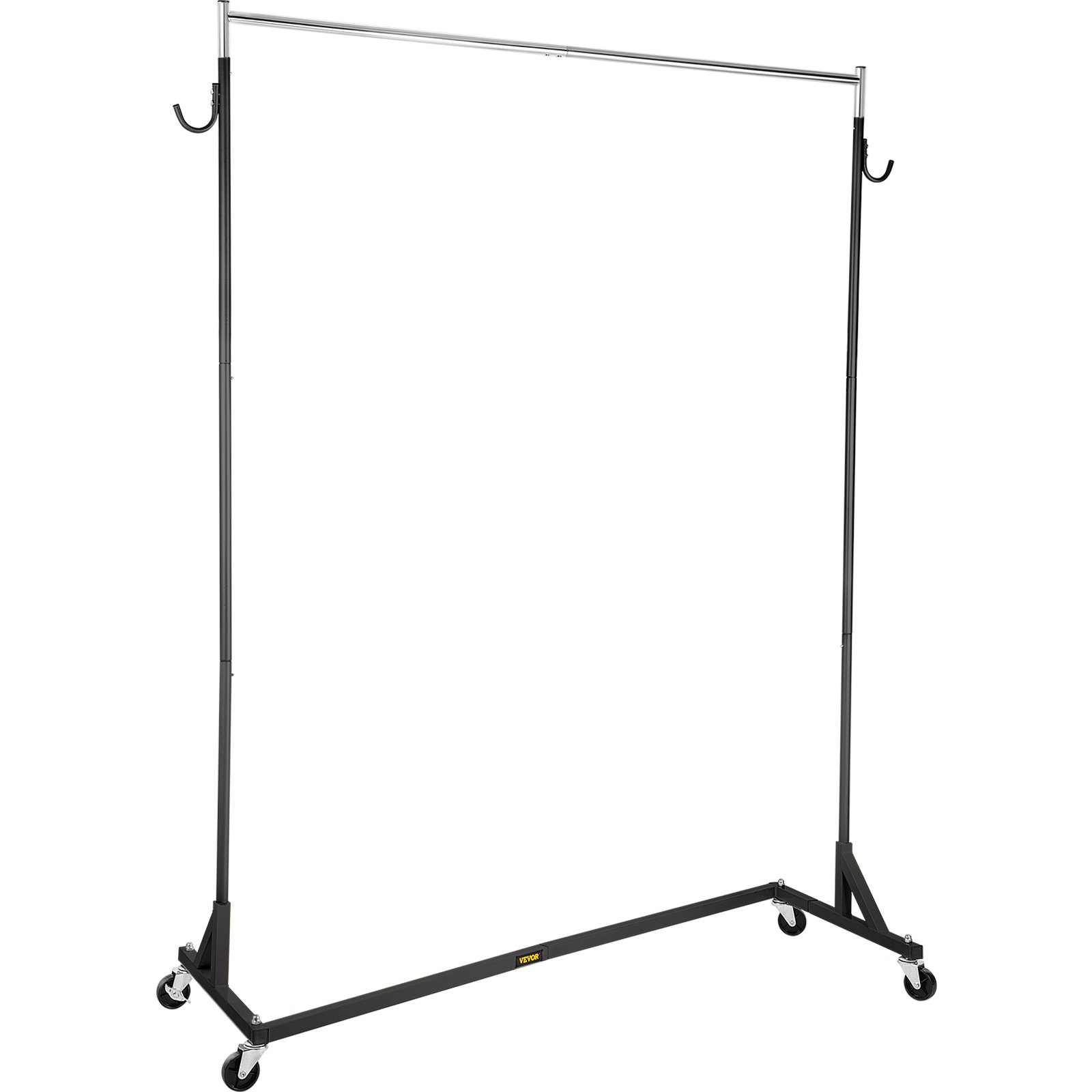 VEVOR Z Rack, Perchero de base Z de grado industrial, Perchero de ropa con ruedas Z de altura ajustable, Perchero de acero resistente con base Z con ruedas bloqueables para exhibición de tienda de ropa en el hogar Uso comercial Negro