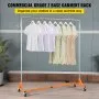 VEVOR Z Rack, Perchero industrial con base en Z, Perchero con ruedas en Z, Perchero resistente de acero con base en Z y ruedas bloqueables para exhibición en tiendas de ropa en el hogar, uso comercial, Naranja