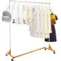 VEVOR Z Rack, Perchero industrial con base en Z, Perchero con ruedas en Z, Perchero resistente de acero con base en Z y ruedas bloqueables para exhibición en tiendas de ropa en el hogar, uso comercial, Naranja
