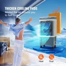 Enfriador evaporativo VEVOR, enfriador de aire de 1400 CFM, enfriador de pantano oscilante de 84°, enfriador de aire portátil de 5 galones para 550 pies cuadrados con control ajustable de 3 velocidades, uso en interiores y exteriores, listado FCC