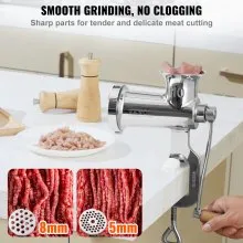 VEVOR Picadora de carne manual todas las piezas de acero inoxidable picadora de carne manual con abrazadera de mesa 2 placas de molienda y relleno