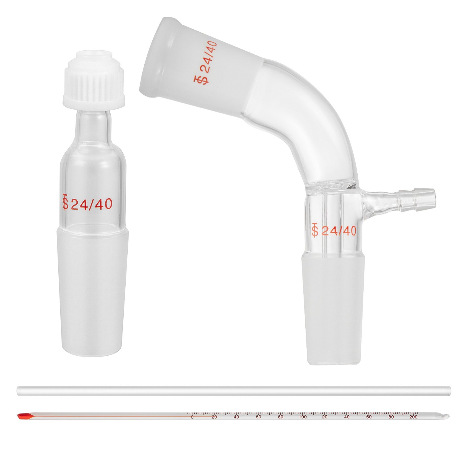 VEVOR Glass Organic Chemistry Kit 13pcs Kit de destilación 24/40 Articulaciones Aparato de destilación Vidrio de borosilicato Kit de cristalería de laboratorio con matraz de fondo redondo de 1000 ml para purificación de separación de destilaciones