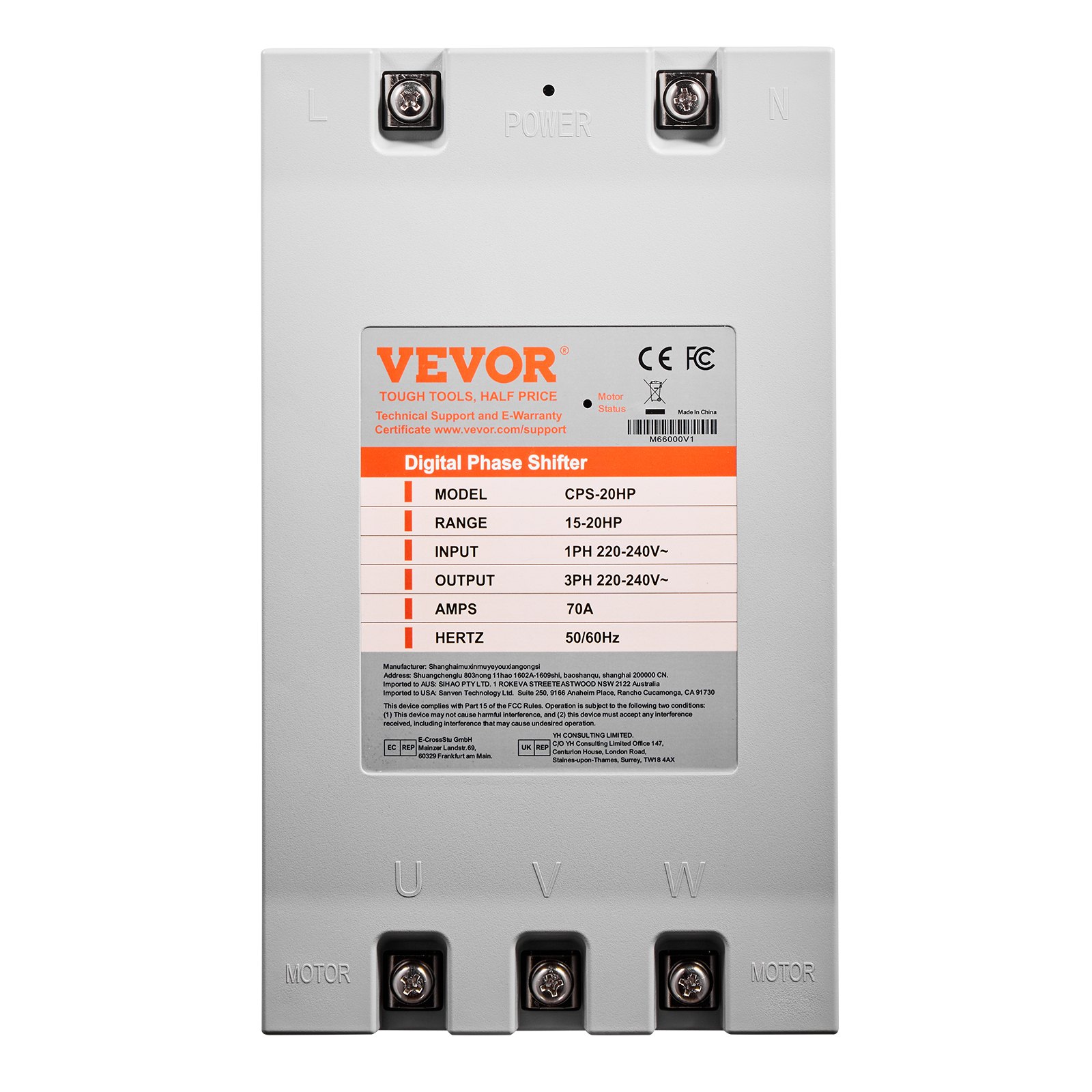 Convertidor trifásico de 20 HP, 70 A, 220 V, monofásico a trifásico, 220 V-240 V, entrada/salida