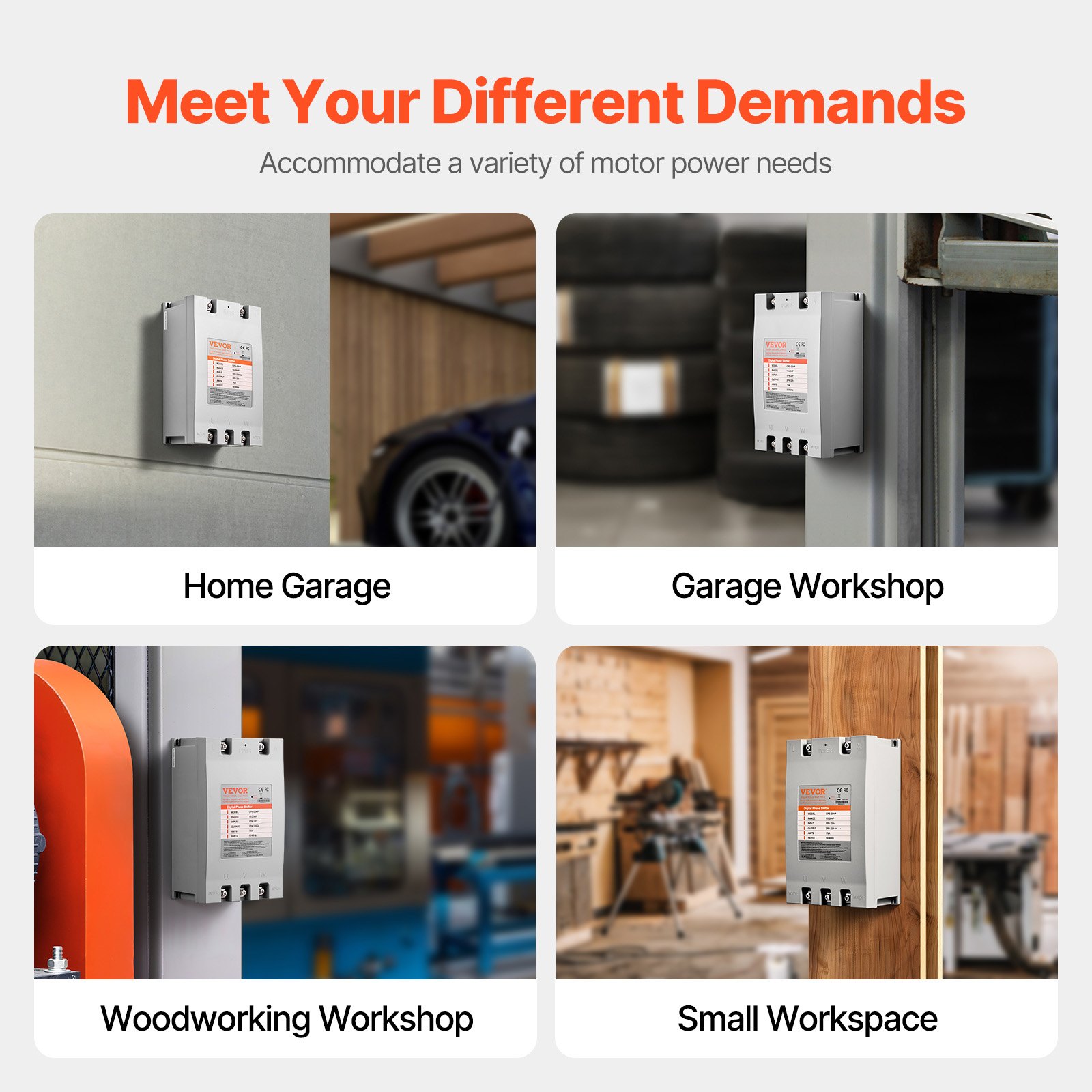 Convertidor trifásico VEVOR: 20 HP, 70 A, 220 V, monofásico a trifásico, entrada/salida de 220 V, desfasador digital para uso residencial y comercial ligero (un convertidor para un solo motor)