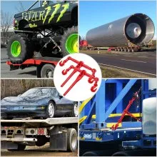 VEVOR 9215LBS 3/8" – 1/2" Carpetas de trinquete 9,215 LBS Carga de trabajo segura, ganchos G70 y longitud ajustable, para cadenas de grado 70-80, amarre, transporte, remolque, paquete de 2, rojo