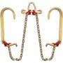 Cadena de brida VEVOR con dos ganchos largos y conectores rojos para elevación.