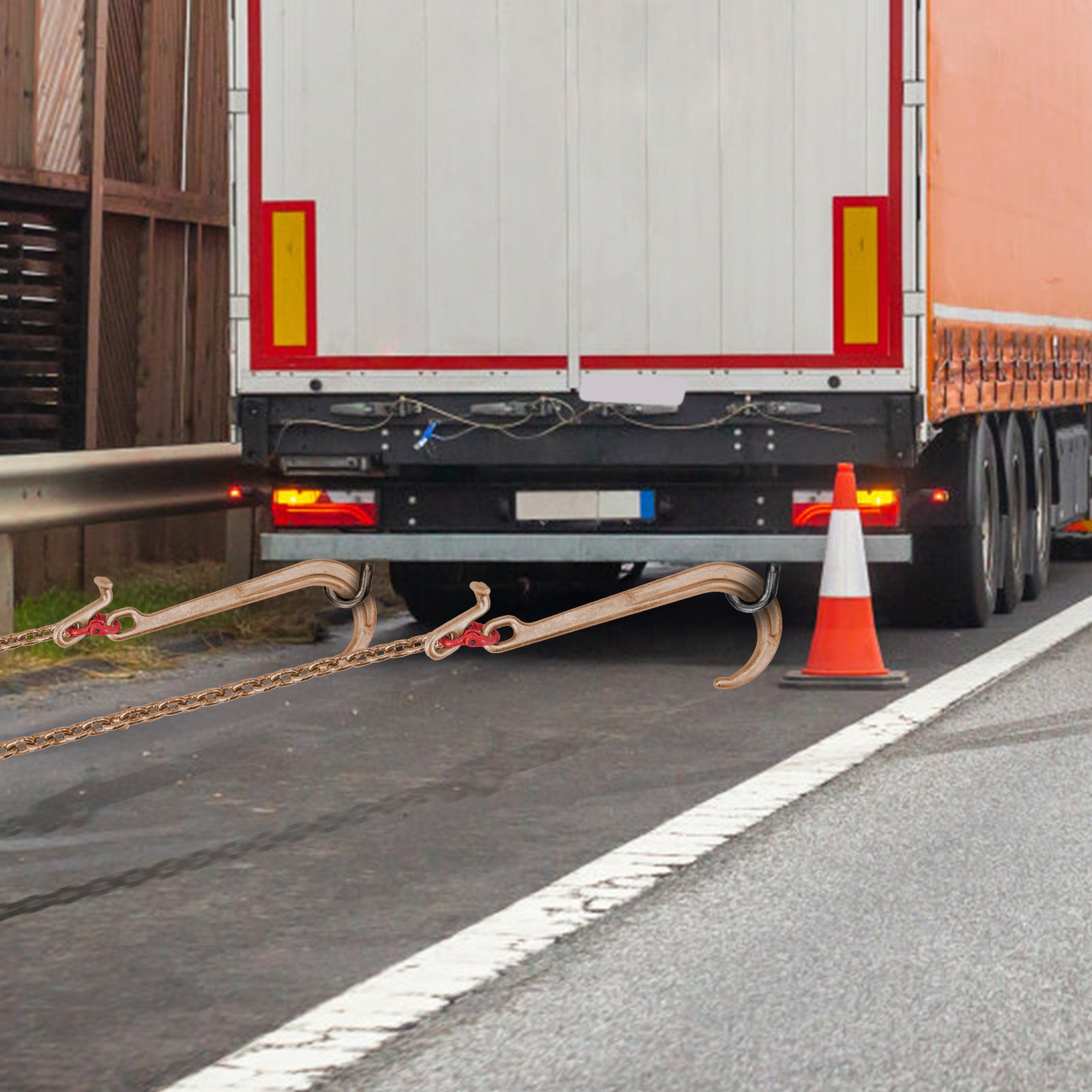 Cadena de brida VEVOR V, cadena de remolque de brida de 5/16 in x 2 pies, cadena de transporte de brida en V de grado 80, resistencia a la rotura de 9260 lb con ganchos TJ y ganchos de cangrejo, conector de eslabón de pera de alta resistencia y acortadores de cadena