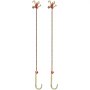 Cadena con gancho en forma de J de VEVOR con acabado dorado y detalles en rojo, que muestra dos ganchos y cadenas.