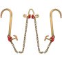 Cadena de brida VEVOR de doble gancho con eslabones dorados y rojos resistentes para una elevación segura.