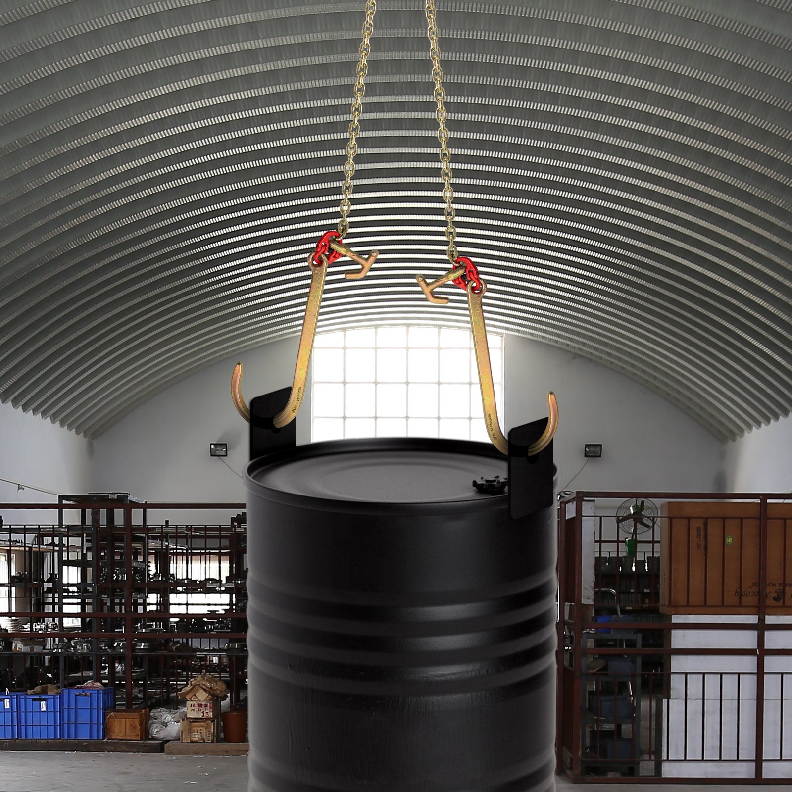 Cadena de brida VEVOR V, brida de cadena de remolque de 5/16 in x 2 pies, cadena de transporte de brida en V de grado 80, resistencia a la rotura de 9260 lb con ganchos TJ y ganchos de agarre, conector de eslabón de pera resistente y acortadores de cadena