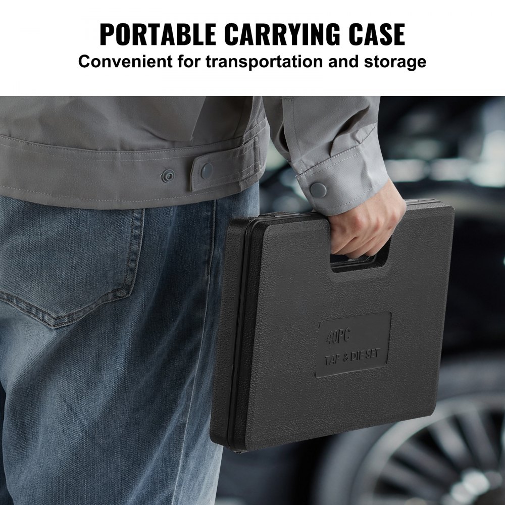 Juego de machos y terrajas VEVOR, 80 piezas métricas y estándar SAE, machos y terrajas de acero para rodamientos, herramienta de roscado esencial para cortar roscas internas externas, con accesorios completos y estuche de almacenamiento