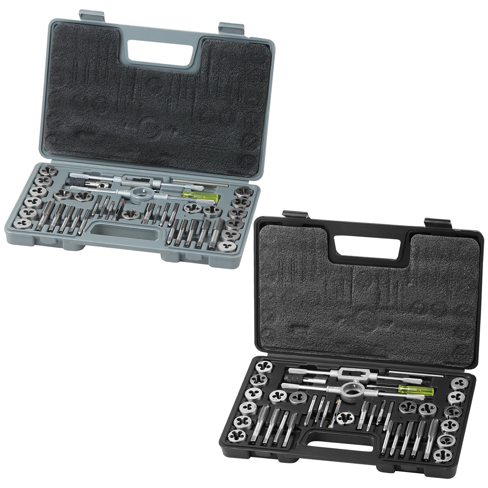 Juego de machos y terrajas VEVOR, 80 piezas métricas y estándar SAE, machos y terrajas de acero para rodamientos, herramienta de roscado esencial para cortar roscas internas externas, con accesorios completos y estuche de almacenamiento