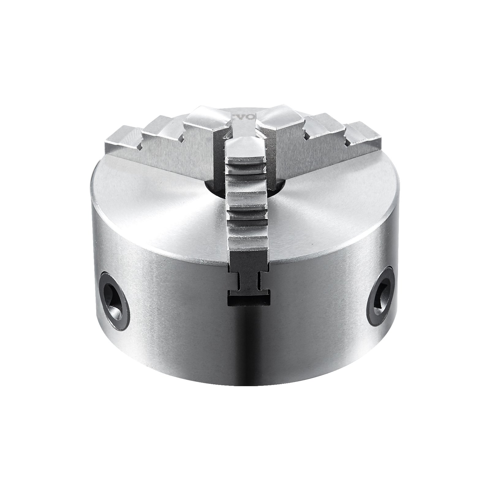VEVOR Mandril de torno de 3 mordazas, 4'', mandril de torno autocentrante, rango de sujeción de 0,08-4 pulg./2 -100 mm con tornillos de fijación con llave en T, mordazas reversibles, para torno, impresora 3D, centro de mecanizado, fresadora y taladradora