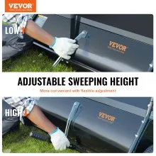VEVOR Barredora de césped, 42.5", 25 pies cúbicos, barredora de remolque detrás del patio, diseño de cuerda de descarga y resistente, duradero de usar, recolector de hojas y césped con altura de barrido ajustable para recoger escombros y césped