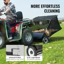 VEVOR Barredora de césped, 42.5", 25 pies cúbicos, barredora de remolque detrás del patio, diseño de cuerda de descarga y resistente, duradero de usar, recolector de hojas y césped con altura de barrido ajustable para recoger escombros y césped