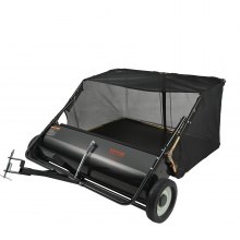 VEVOR Barredora de césped, 42.5", 25 pies cúbicos, barredora de remolque detrás del patio, diseño de cuerda de descarga y resistente, duradero de usar, recolector de hojas y césped con altura de barrido ajustable para recoger escombros y césped