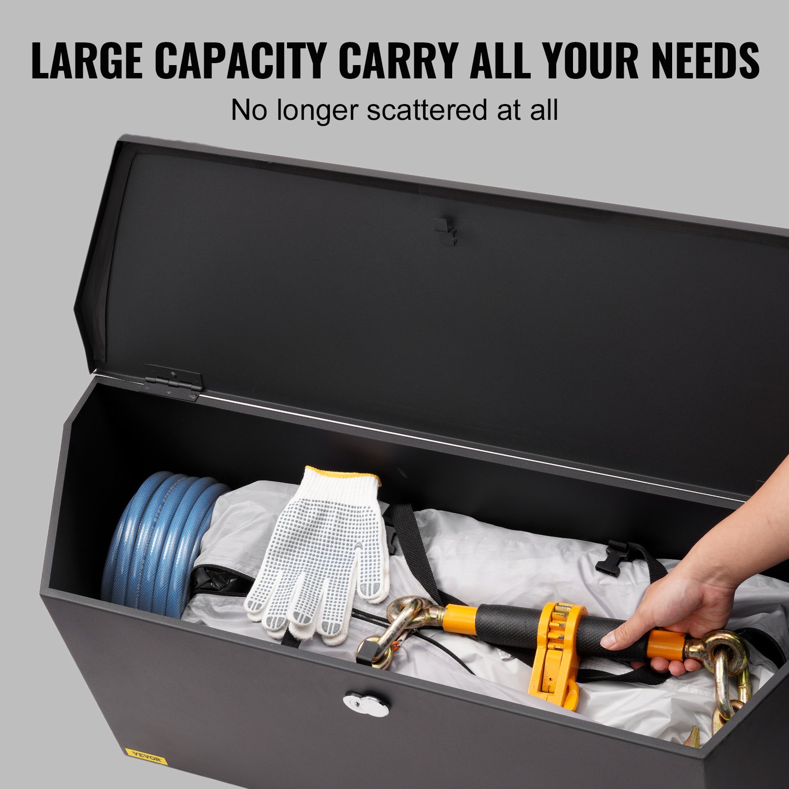 Caja de herramientas VEVOR para remolque, de acero al carbono, resistente, con cerradura y llaves, para camioneta, remolque de autocaravana, 91 x 30 x 30 cm