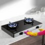 VEVOR - Estufa de gas de 28 pulgadas con 2 quemadores, máx. 10100 BTU, encimera de vidrio templado, con encendido electrónico por pulsos, ideal para camping, autocaravanas, cocinas al aire libre y apartamentos pequeños.