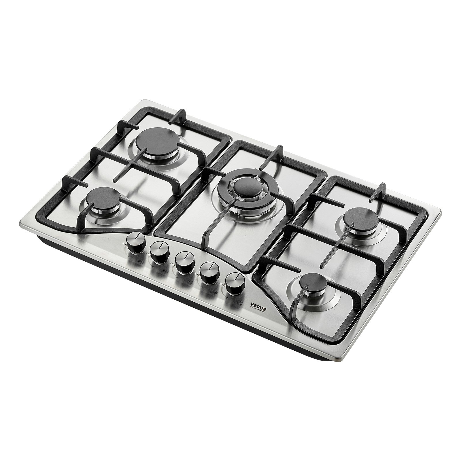 Estufa de gas VEVOR de 30 pulgadas, estufa de gas integrada de 5 quemadores, máx. 12250 BTU NG/LPG, cocina de gas natural de acero inoxidable convertible, con protección de termopar para camping, RV, apartamento