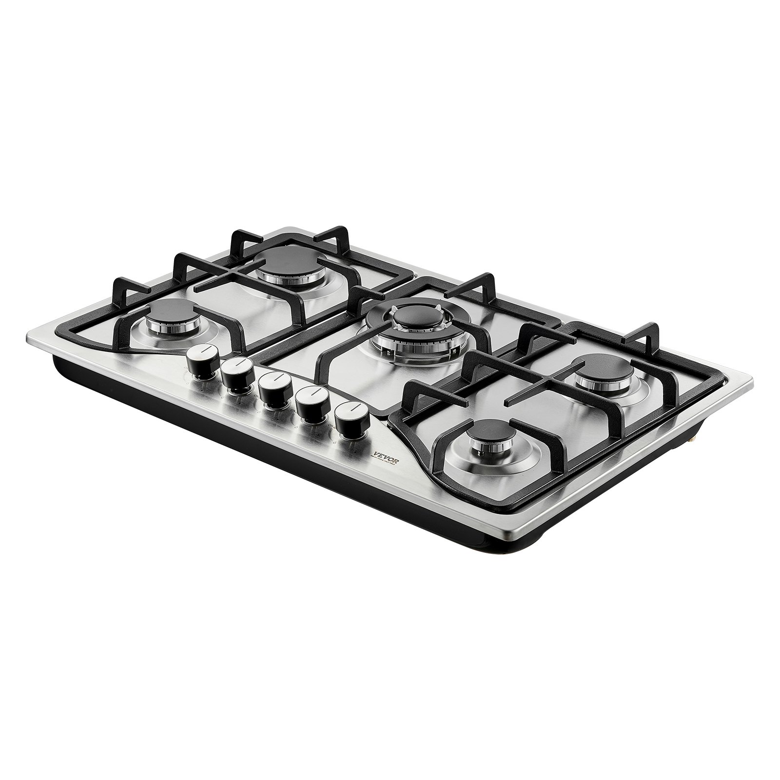 Estufa de gas VEVOR de 30 pulgadas, estufa de gas integrada de 5 quemadores, máx. 12250 BTU NG/LPG, cocina de gas natural de acero inoxidable convertible, con protección de termopar para camping, RV, apartamento