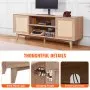 Mueble de TV de ratán VEVOR, moderno de mediados de siglo para TV de 75 pulgadas, mueble de TV de ratán bohemio con enchufes y puertos USB integrados, estantes ajustables para sala de estar, sala multimedia, roble